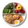 Healthy diabetic diet plan with a balanced meal of vegetables, grains, and lean proteins.