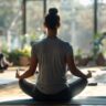 Young woman practicing meditation to relieve depression symptoms